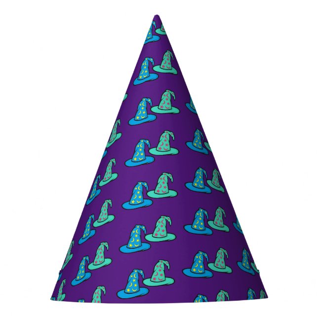 Chapéu De Festa Blue + Teal Wizard Hats (Frente)