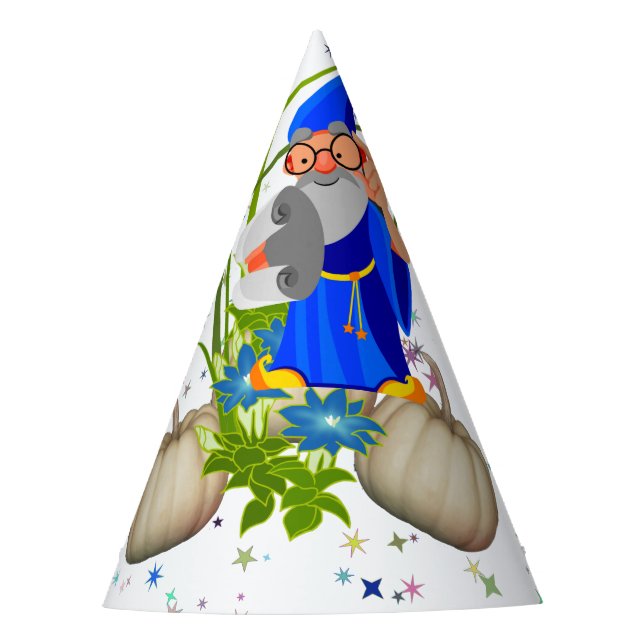 Chapéu De Festa Blue Wizard Fall Pumpkins Party Hat (Frente)