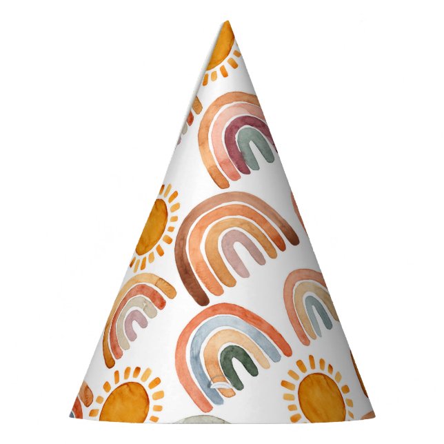 Chapéu De Festa Boho Moderno Arco-íris e Sol  (Esquerda)