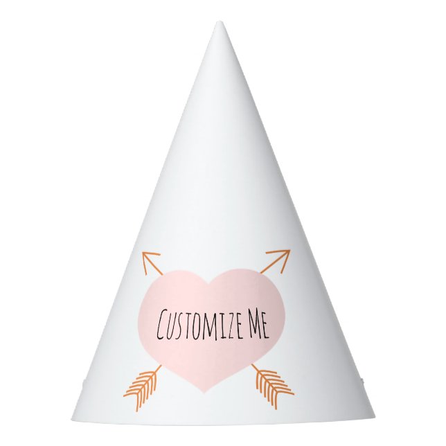 Chapéu De Festa Boho Pink Heart and Arrows (Frente)