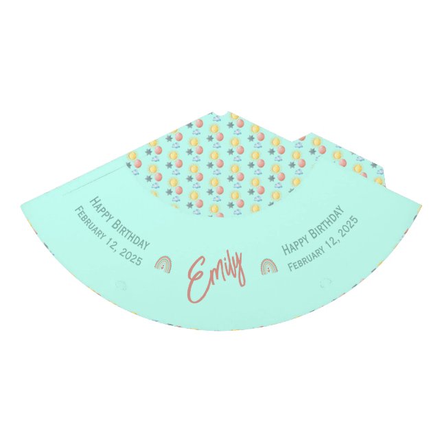 Chapéu De Festa Boho Rainbow Birthday Magic Mint Green (Frente)