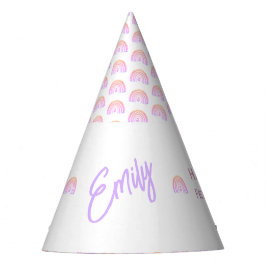 Chapéu De Festa Boho Rainbow Birthday Magic White e rosa