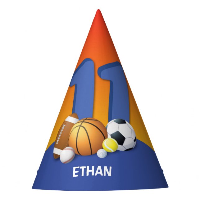 Chapéu De Festa Bolas de Esportes de Aniversário 11 (Frente)