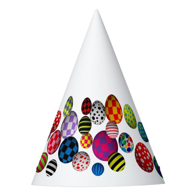 Chapéu De Festa Bolas multicolor multipadrão (Frente)