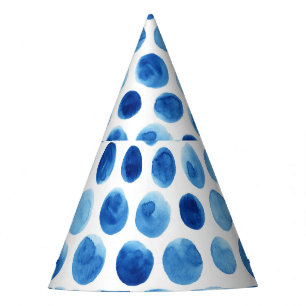 Chapéu De Festa Bolinhas azuis, padrão uniforme de aquarela.
