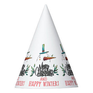 Chapéu De Festa Boneco de Neve Desenhado à Mão Artístico Feliz Nat