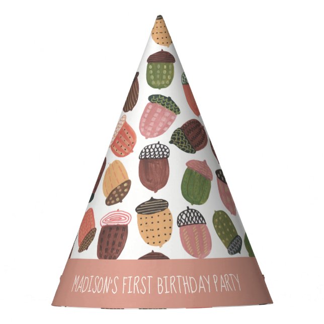 Chapéu De Festa Bonita Garota Acorn Primeiro Festa Rosa de Anivers (Frente)