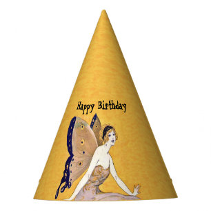 Chapéu De Festa Bonito Aniversário Fada Borboleta Amarelo