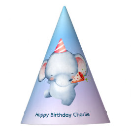 Chapéu De Festa Bonito Elefante de Bebê soprando confete, Aniversá