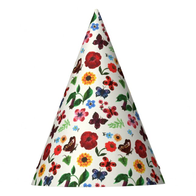 Chapéu De Festa Borboleta Floral Botânica (Frente)