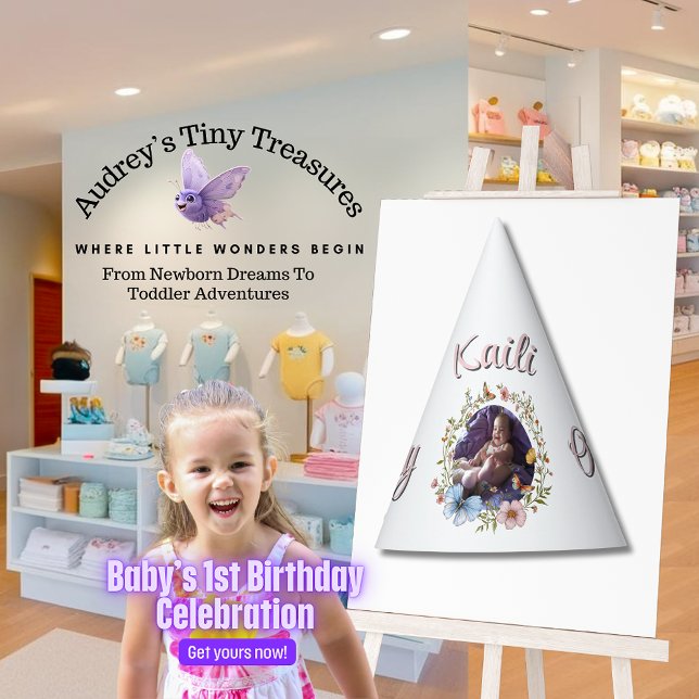 Chapéu De Festa Borboleta Primavera primeiro aniversario de menina (Criador carregado)