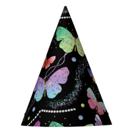 Chapéu De Festa Borboletas Roxas e Azuis Brilhantes