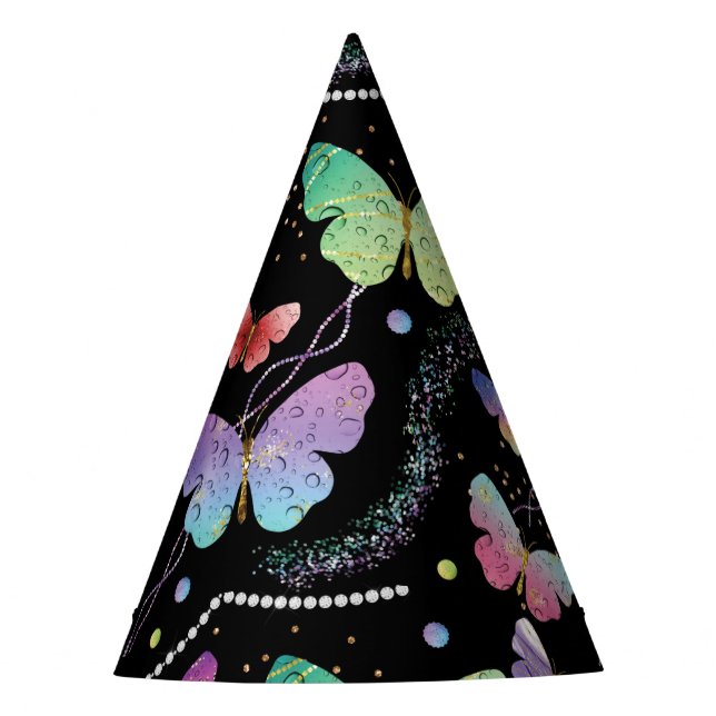 Chapéu De Festa Borboletas Roxas e Azuis Brilhantes