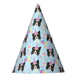 Chapéu De Festa Border Collie Birthday Party Hat Blue