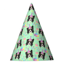 Chapéu De Festa Border Collie Birthday Party Hat Green