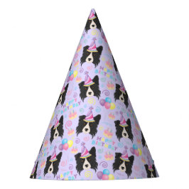 Chapéu De Festa Border Collie Birthday Party Hat Purple
