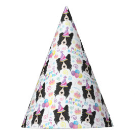 Chapéu De Festa Border Collie Birthday Party Hat White