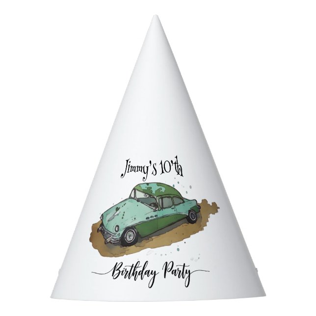 Chapéu De Festa Boys birthday party with two toned sedan (Frente)