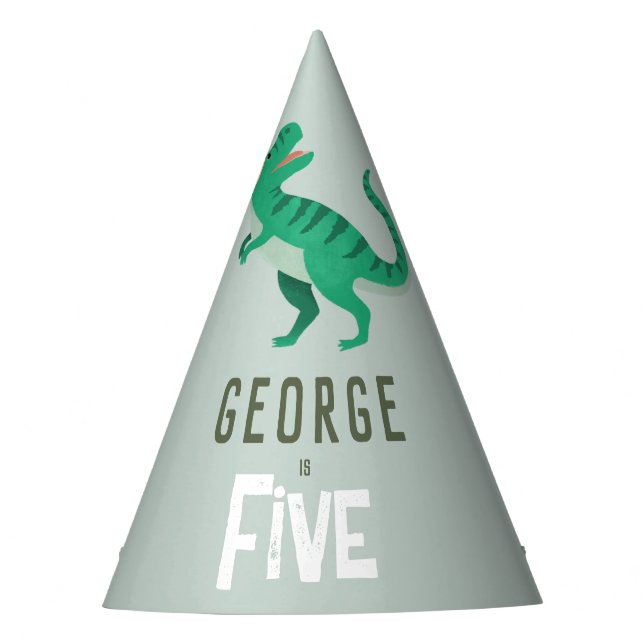 Chapéu De Festa Boys Jungle Dinosaur T-Rex Kids Birthday (Frente)