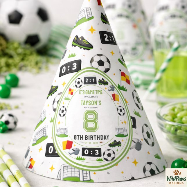 Chapéu De Festa Boys Modern Sports Soccer Kids 8th Birthday Party (Boys Modern Sports Soccer Kids 8th Birthday Party Hat
)