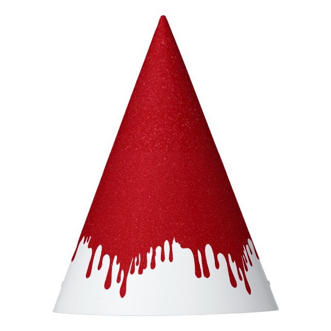 Chapéu de festa branco com gotejamento vermelho de (Frente)