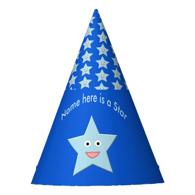 Chapéu De Festa Bright Blue Celebration Star Custom Party Hat (Frente)