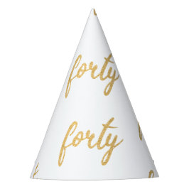 Chapéu De Festa Brilho branco Dourado "Quarenta" 40 Festas de aniv