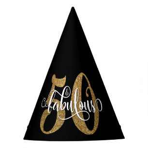 Chapéu De Festa Brilho Dourado 50 & tipografia fabulosa no preto