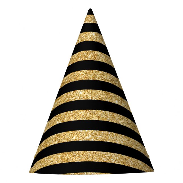 Chapéu De Festa Brilho Dourado elegante e teste padrão preto da (Frente)