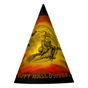 Chapéu De Festa bruxa voadora com gato preto, noite de halloween