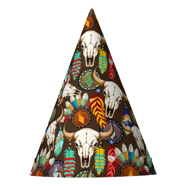 Chapéu De Festa Buffalo Skull Native American Emblem (Frente)