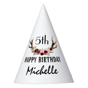 Chapéu De Festa Burgundy Marsala Floral Antlers 5 Festa de anivers