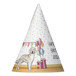 Chapéu De Festa Cachorro Retriever Dourado Creme Aniversário Feliz