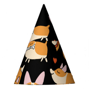 Chapéu De Festa Cachorros Corgi, Lindo Fundo.