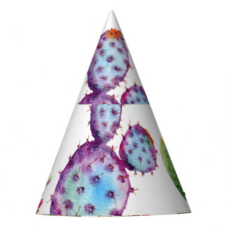 Chapéu De Festa Cacto Tropical: Padrão sem costura de aquarela