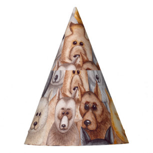 Chapéu De Festa Cães Aquarelas: Brincadeira Sem Olho
