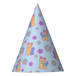 Chapéu De Festa Cães dos desenhos animados de Yorkie do cabelo