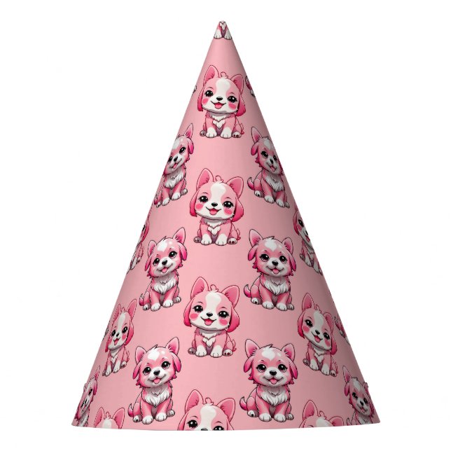 Chapéu De Festa Cães Rosa Fofos (Frente)