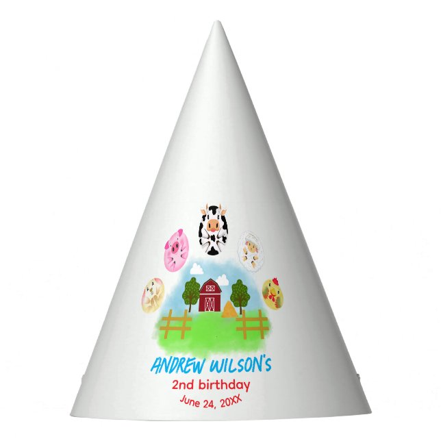 Chapéu De Festa Calling All Party Animals Rustic Farm Barn Yard (Frente)