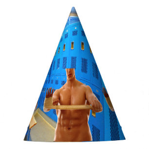 Chapéu De Festa CamisaSlipperyJoe do homem musculoso sem abs peito