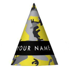 Chapéu De Festa Camuflagem Amarela e Cinza Seu nome Personaliza