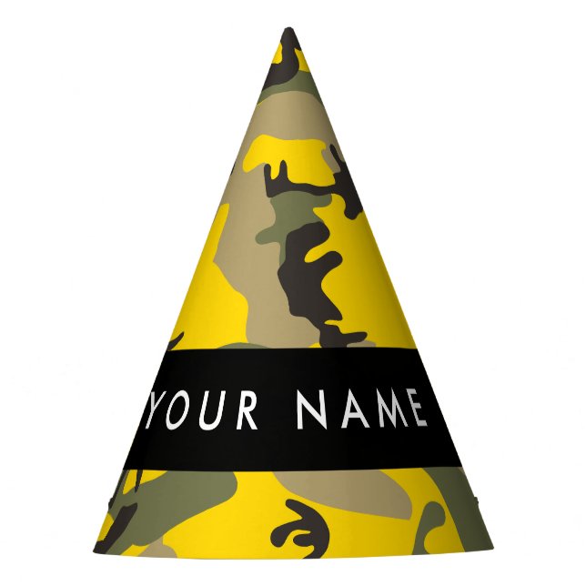 Chapéu De Festa Camuflagem Amarela e Verde Seu nome Personaliza (Frente)