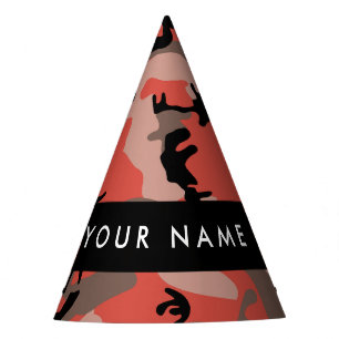 Chapéu De Festa Camuflagem Vermelha e Castanha Seu nome Personaliz