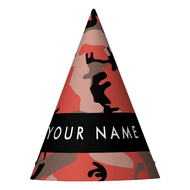 Chapéu De Festa Camuflagem Vermelha e Castanha Seu nome Personaliz (Frente)