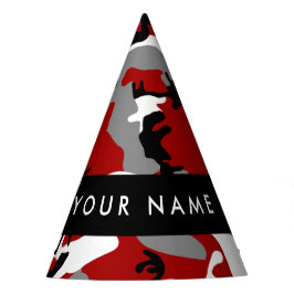 Chapéu De Festa Camuflagem Vermelha e Cinza Seu nome Personaliza