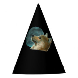 Chapéu De Festa Cão Shibu Inu Olhando Para A Lua