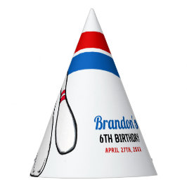 Chapéu De Festa Cartoon Blue & Red Boliche Kids 6 de aniversário