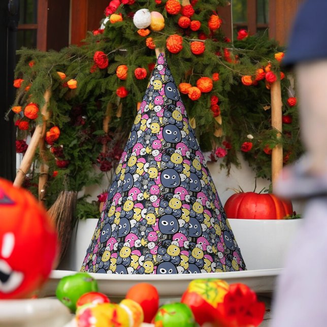 Chapéu De Festa Cartoon de Monstro de Dodle Escuro (Scary doodle monster Paper party hat, Kids,adults,party birthday hat,Baby Shower,wedding,celebration)