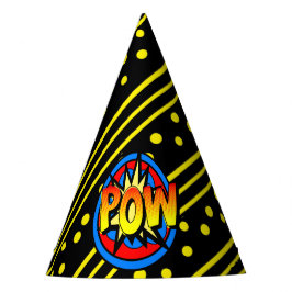 Chapéu De Festa Cartum de Arte Pop da Pow Superpower Birthday Hat