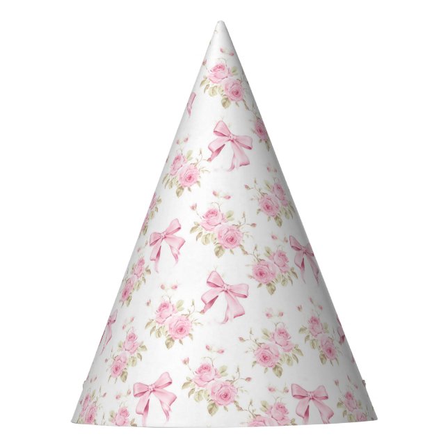 Chapéu De Festa Casa Rosa Cor-de-Rosa com Laço Coquete  (Frente)